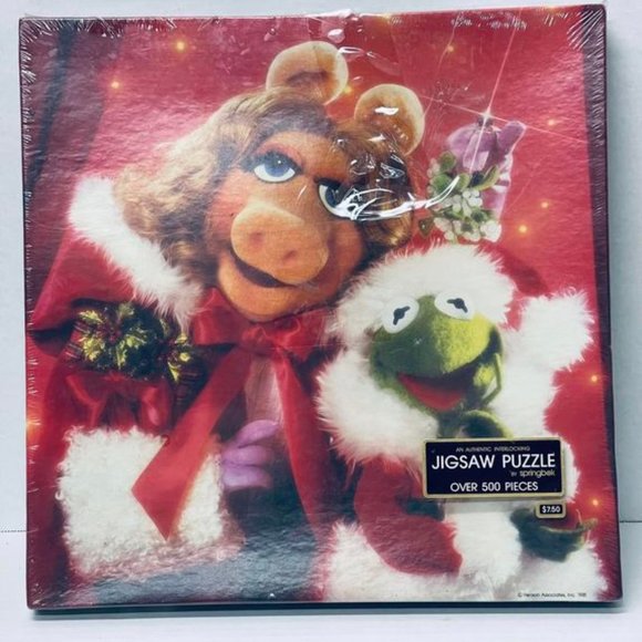 JIGSAW PUZZLE~  1981 MISS PIGGY KERMIT~ SEALED~ MERRY MISTLETOE TIME SPRINGBOK~. - Picture 2 of 5